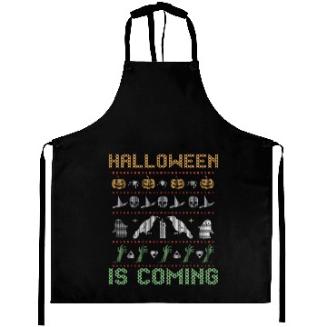 Discover Stitch Pattern Horror Creatures Coming Halloween Aprons