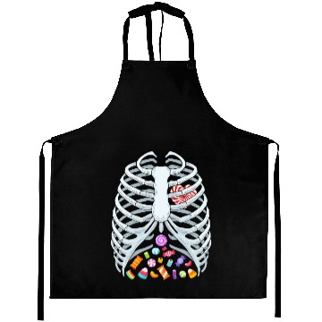 Discover Funny Candy Skeleton Rib Cage Halloween Costume Aprons