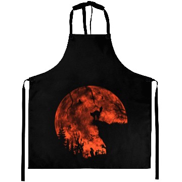 Discover Cat Red Moon trick or treat Bats Forest Funny Hall Aprons