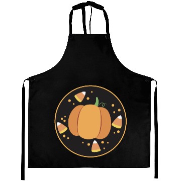 Discover Pumkpin on a circle with candy corn Aprons