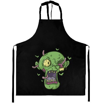 Discover creepy Halloween Head with Worms Aprons