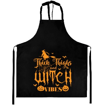 Discover Thick Thighs and Witch Vibes Halloween Aprons