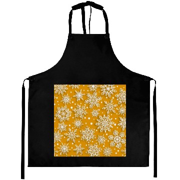 Discover Elegant Orange Snowflakes Pattern Aprons