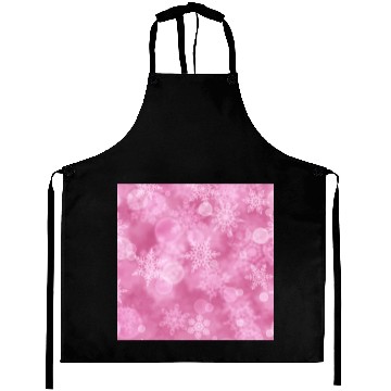 Discover Pink White Snowflakes Pattern Aprons
