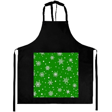 Discover Modern Green Snowflakes Pattern Aprons