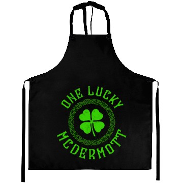 Discover One Lucky McDermott Irish Family Four Leaf Clover Aprons