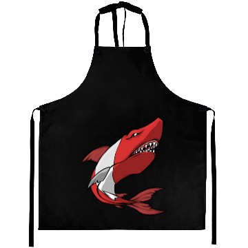 Discover Scuba Diver Red White Flag Shark Scuba Diving Aprons