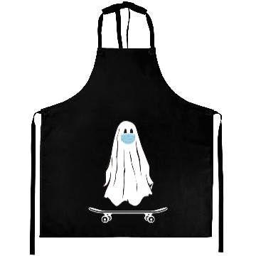 Discover Groovy Ghost Skateboard Lazy Halloween Aprons