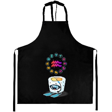 Discover Japanese Sushi Funny Aquarius Zodiac Sushi Lover Aprons