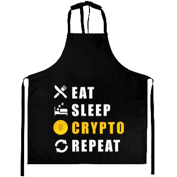 Discover Bitcoin sloth BTC logo eat sleep Crypto repeat Aprons