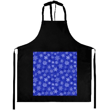 Discover Pretty Navy Blue Snowflakes Pattern Aprons