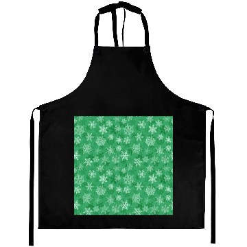 Discover Pretty Green Snowflakes Pattern Aprons