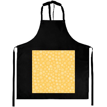 Discover Modern Yellow Snowflakes Pattern Aprons