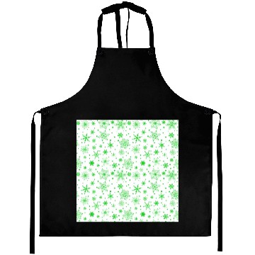 Discover Snowflakes Pattern Green White Aprons