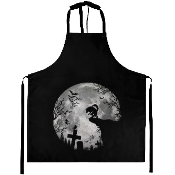 Discover Halloween Werewolf Full Moon Bats and Black trick Aprons