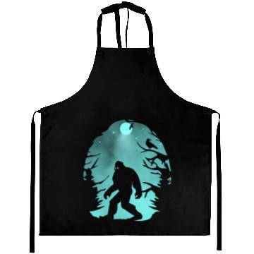 Discover Funny bigfoot in the forest Aprons