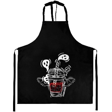 Discover Bubble Ghost Milk Tea Horror Scary Halloween Aprons