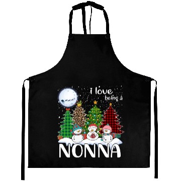 Discover I Love Being A Nonna Snowman Xmas Leopard Tree Aprons
