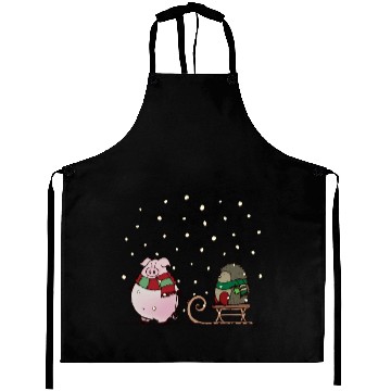 Discover Winter fun with pig and hedgehog Aprons