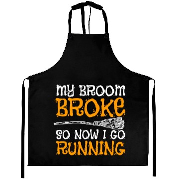 Discover Funny Running Witch Halloween Costum Aprons
