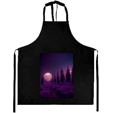 Discover Forest in night above purple clouds, moon Aprons