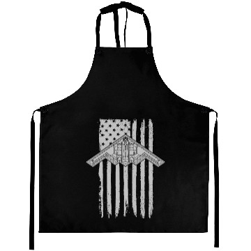 Discover B-2 Stealth Bomber Military Airplane American Flag Aprons