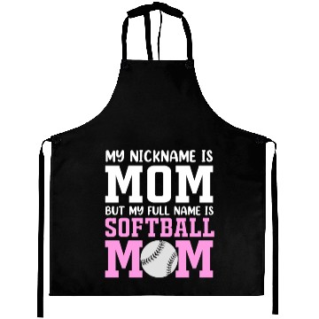 Discover My Nickname Is Mom Funny Softball Mom Aprons