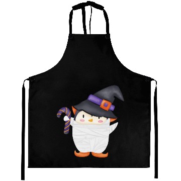 Discover Halloween Penguin in a mummy costume Aprons