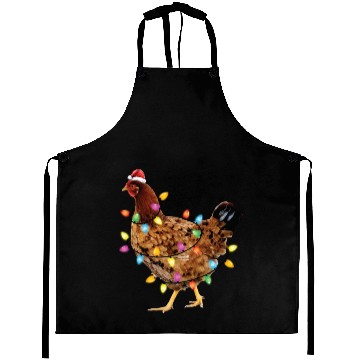 Discover Christmas Lights Santa Chicken Funny Xmas Tree Aprons