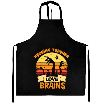 Discover Reading Teachers Love Brains Zombie Teacher School Aprons