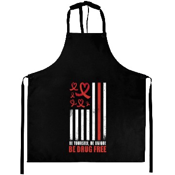 Discover Red Flag Ribbon Heart Week In October Unique Red Aprons