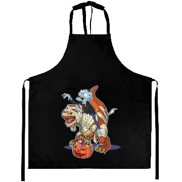 Discover Halloween monster riding dinosaur mummy Aprons