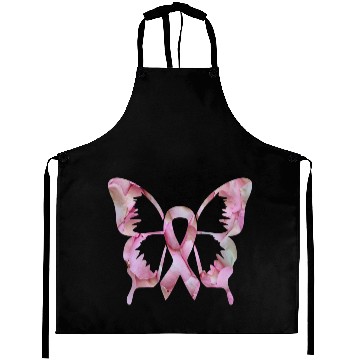 Discover Ribbon Butterfly flower Breast Cancer Awareness Aprons