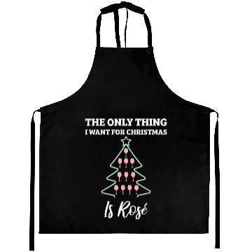 Discover Christmas Tree Rose Wine Drink Holiday Funny Quote Aprons