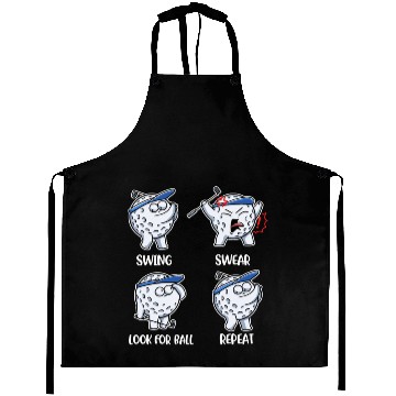 Discover Swing Swear Look For Ball Repeat Funny Golf Gift Aprons