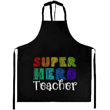 Discover Multicolor Retro Teacher Superhero Aprons