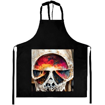 Discover Extremely Realistic Skull in Abstract Art Aprons