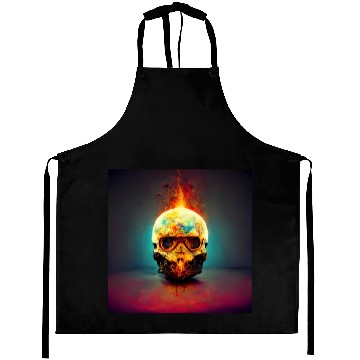 Discover Extremely Realistic Skull in Abstract Art Aprons