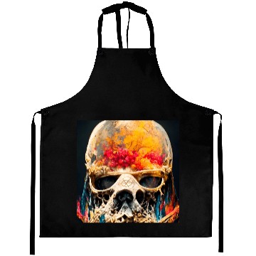 Discover Extremely Realistic Skull in Abstract Art Aprons