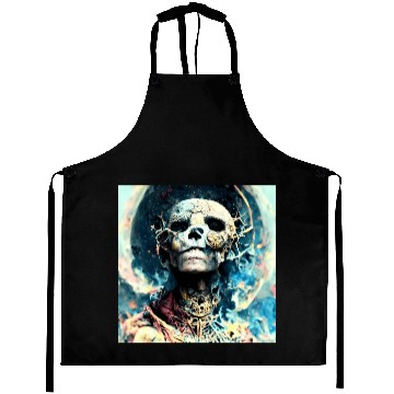 Discover Extremely Realistic Skull in Abstract Art Aprons