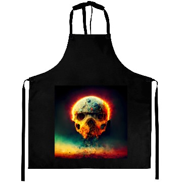Discover Extremely Realistic Skull in Abstract Art Aprons