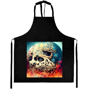Discover Extremely Realistic Skull in Abstract Art Aprons