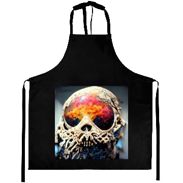 Discover Extremely Realistic Skull in Abstract Art Aprons