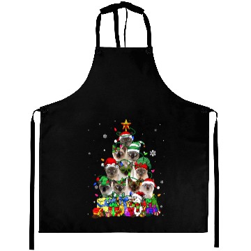 Discover Cat Lover Funny Siamese Tree Christmas Light Aprons