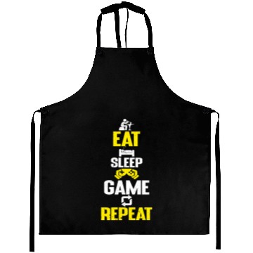 Discover Eat sleep game repeat design funny gaming meme Aprons
