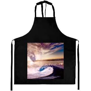 Discover dark blue ocean waves storm fantasy Aprons