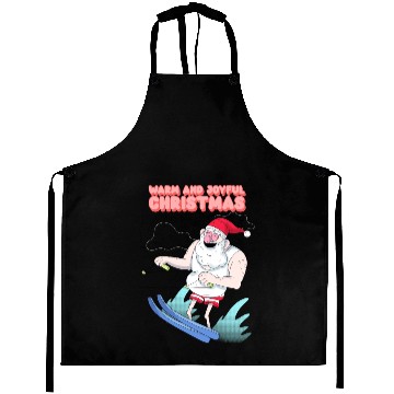 Discover christmas and santa claus having summer fun Aprons