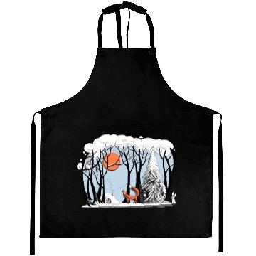 Discover Winter landscape with fox and owl Aprons
