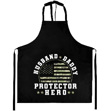 Discover Husband Daddy Protector Hero US Army Veteran Aprons