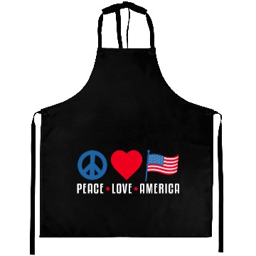 Discover Peace Love America US Flag Independence Aprons